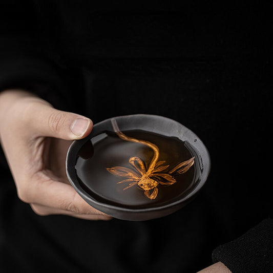 Ceramic Tea Cup Handmade Rough Pottery Lotus Cup Tea Bowl Kung Fu Tea Set