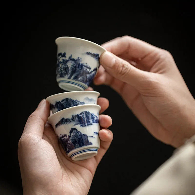 45ml Chinese Ceramic Tea Cup Handmade Landscape Porcelain Bowl Teaware Tea Set