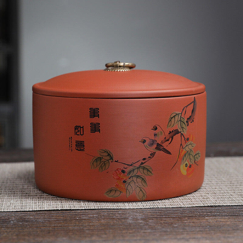 Sealed Tea Canister For Loose Tea Print Small Tea Caddy With Lid Zisha Clay New