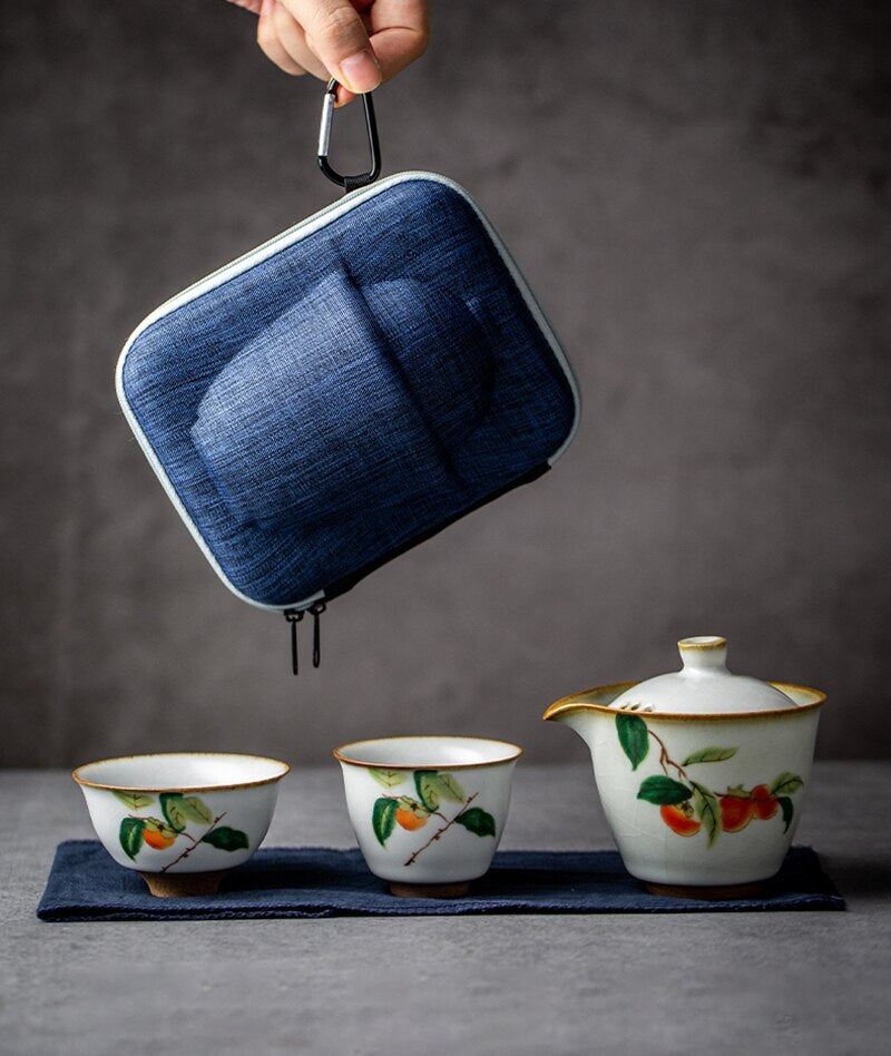 Ceramic Teapot Gaiwan with 2 Teacups Chinese Kung Fu Tea Set Drinkware