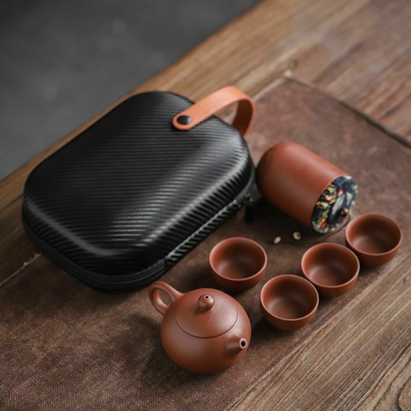 Chinese Clay Teapot Set Tea Ceremony Cups Outdoor Travel Gaiwan Kung Fu Teacup