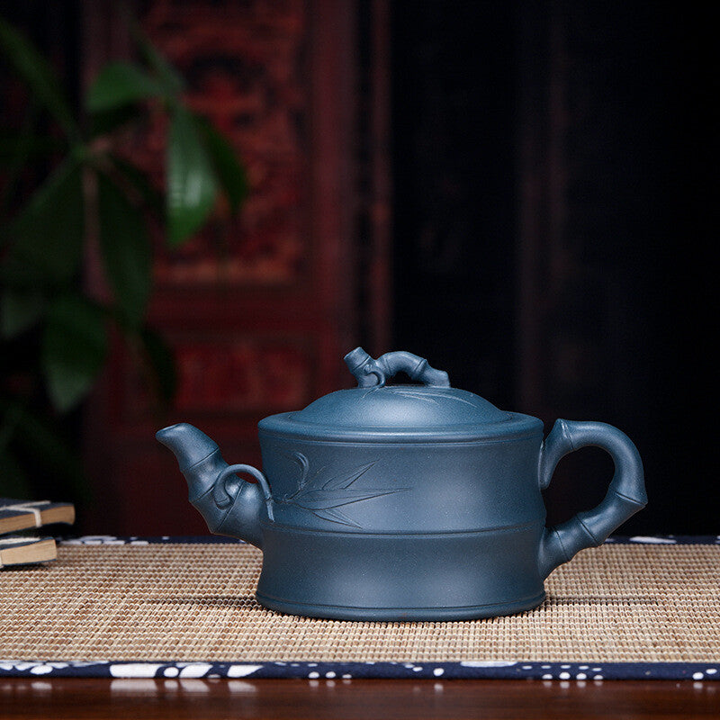 Tea Pot 300cc Real Yixing Zisha Azure Clay Tea Pot Yixing Bamboo Black Tea Pots