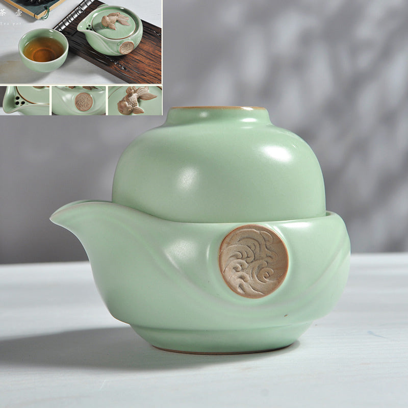 Portable Tea Set Porcelain Tea Pot With Cup For Courtyard Tea Set Travel Tea Set