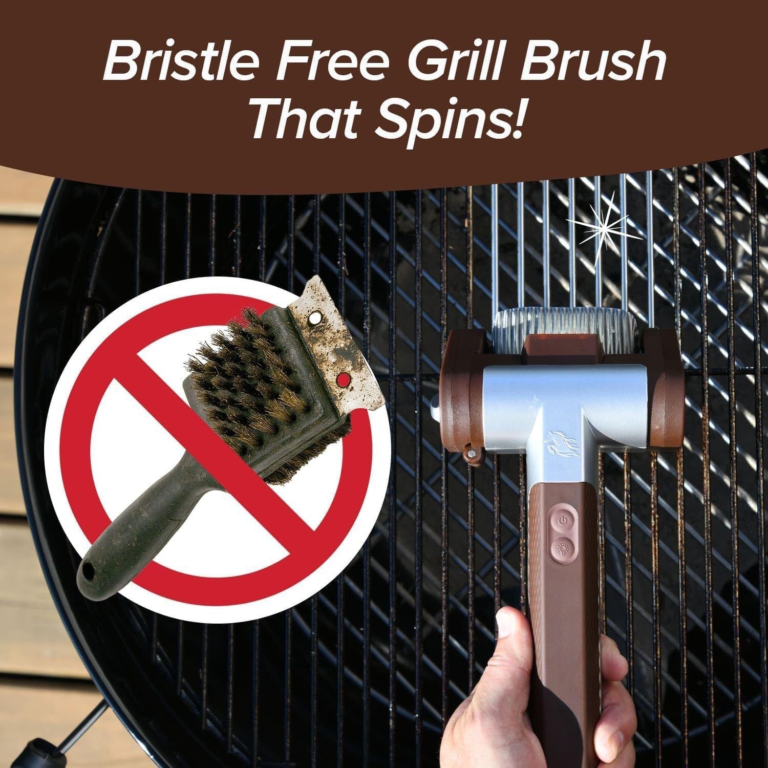 Electric Grill Cleaner Bristle Free, Bristle-Free Spinning Grill Brush