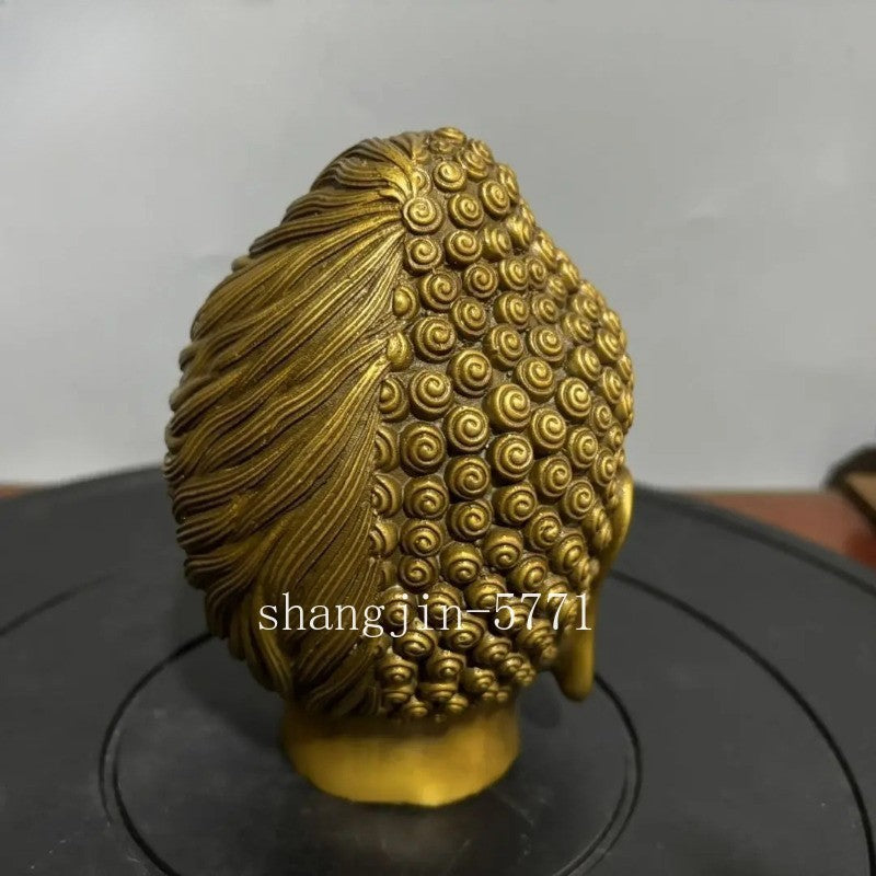 15cm Exquisitely Retro Brass Buddha Demon Handcarved Buddha Head Statue Ornament