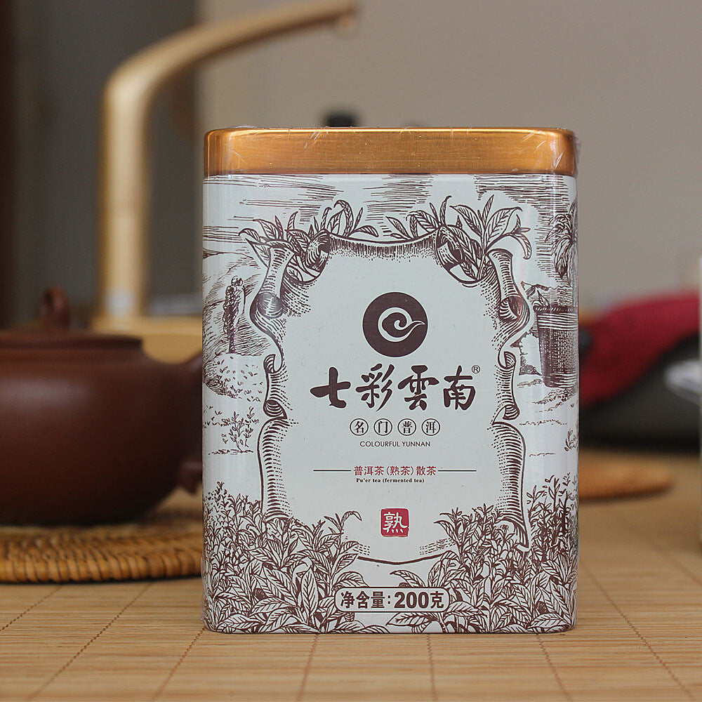 Menghai Famous Puer Puerh Ripe Aged Pu' Er Tea Fermented Tea Loose 200g Tin