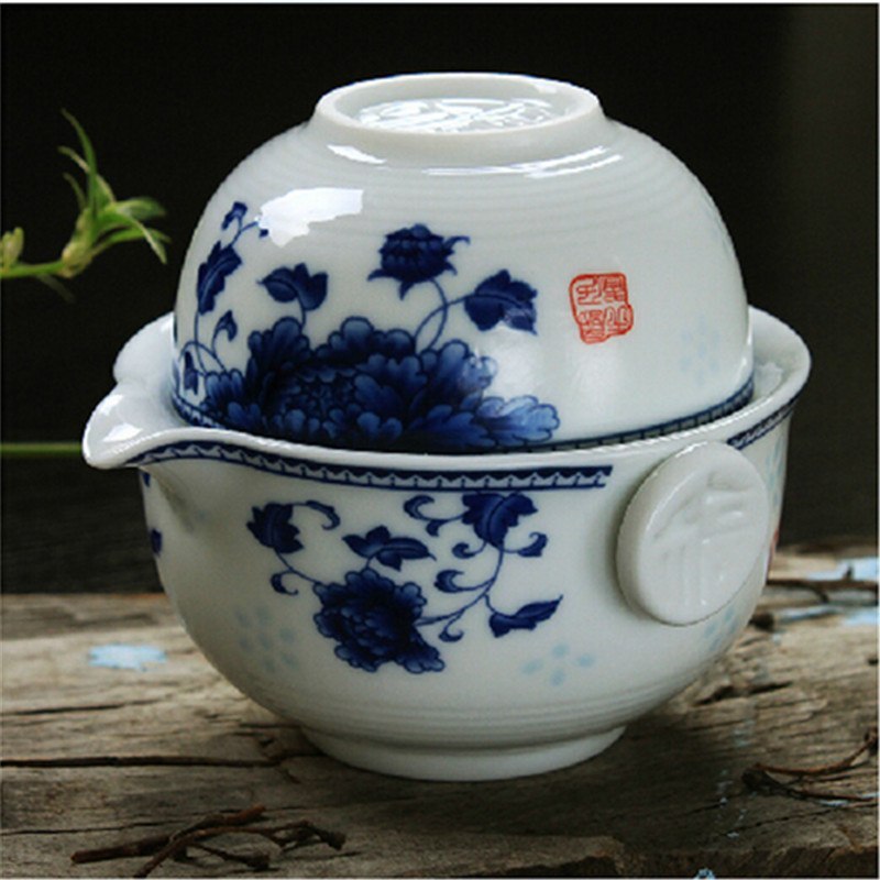 Tea Set Ceramic 1 Tea Pot & 1 Cup Elegant Gaiwan Teapot Porcelain Tea Cup Kettle