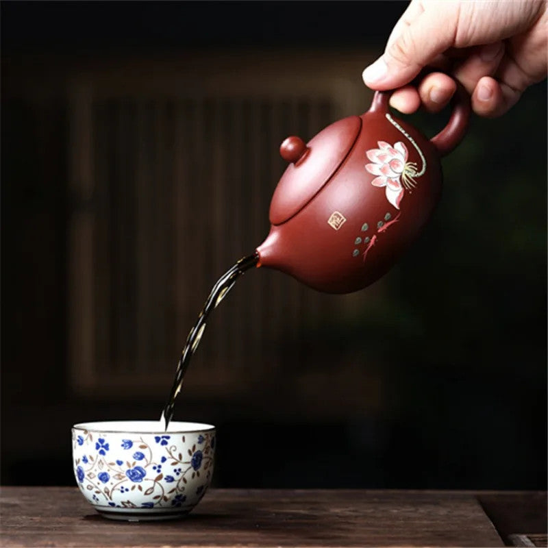 Yixing Purple Clay Tea Kettle Handmade Filter Teapot Chinese Zisha Puer Tea Set