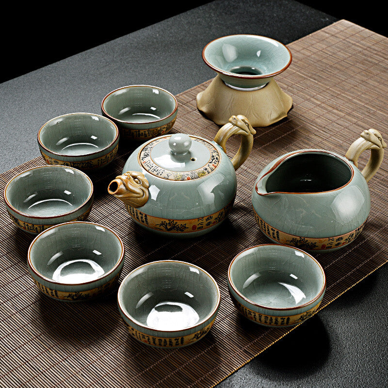 Chinese Porcelain Kungfu Tea Set Tea Pot Gaiwan Tea Cup Set Tea Ceremony Decor