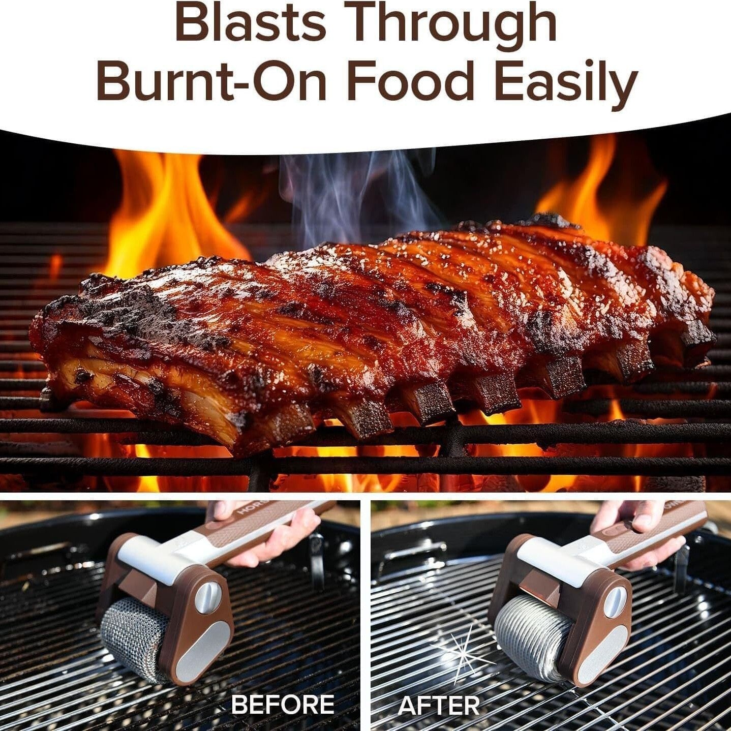 Electric Grill Cleaner Bristle Free, Bristle-Free Spinning Grill Brush