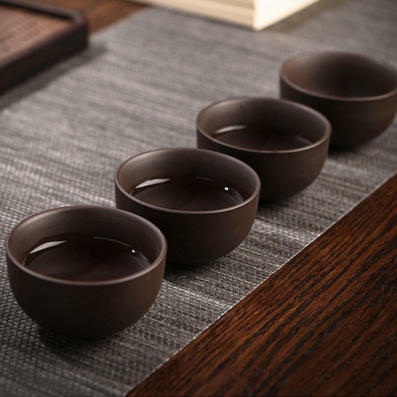 1 Teapot with 4 Tea Cups Tea Mat Tea Bucket Natural Ceramics Kung Fu Tea Set