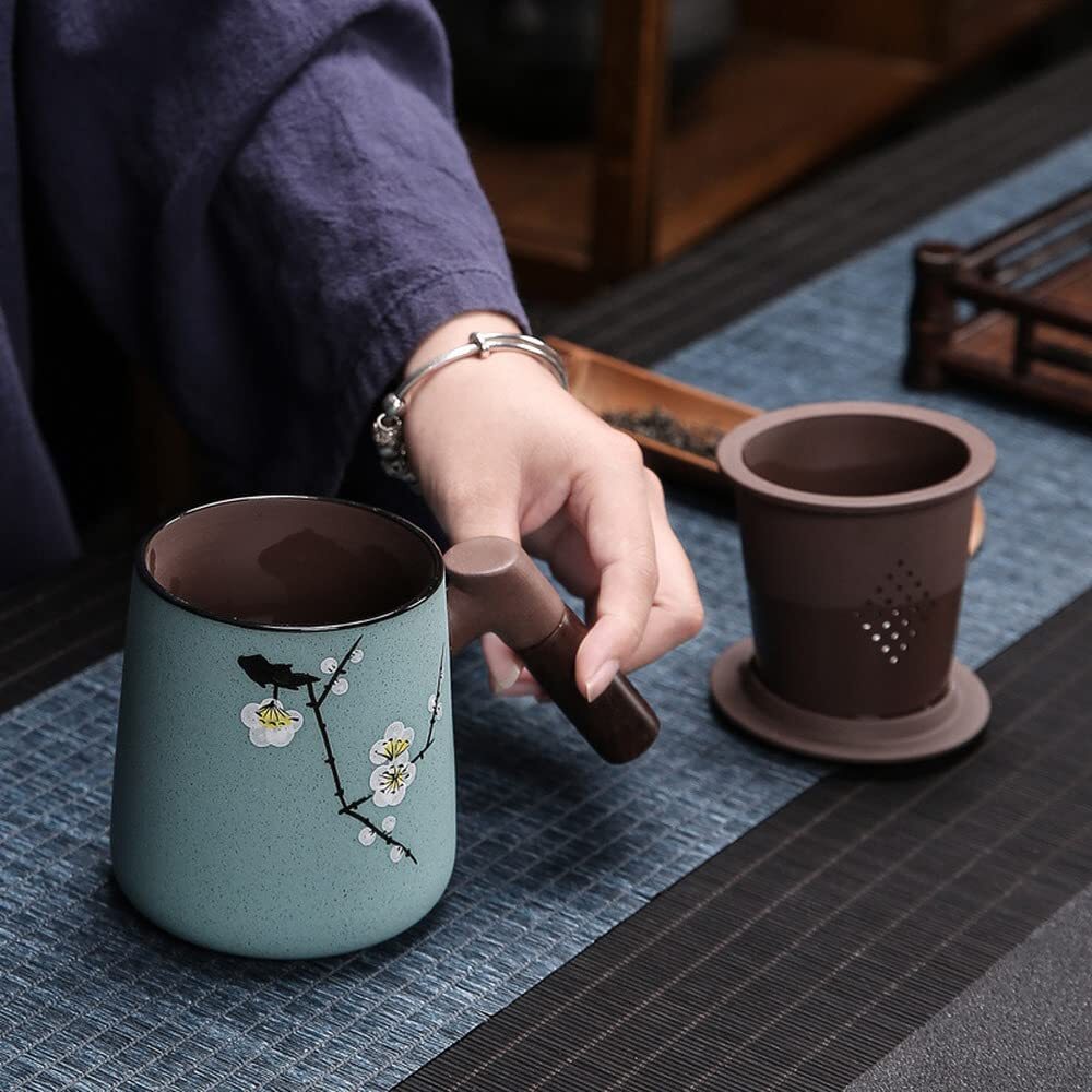 350ml Purple Clay Tea Cup Tea Water Separation Filter Mug Tea Office Water Cup
