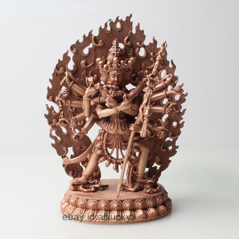 11cm Exquisite Red Copper Carving Cakrasamvara Chakrasamvara Buddha Statue Tibet