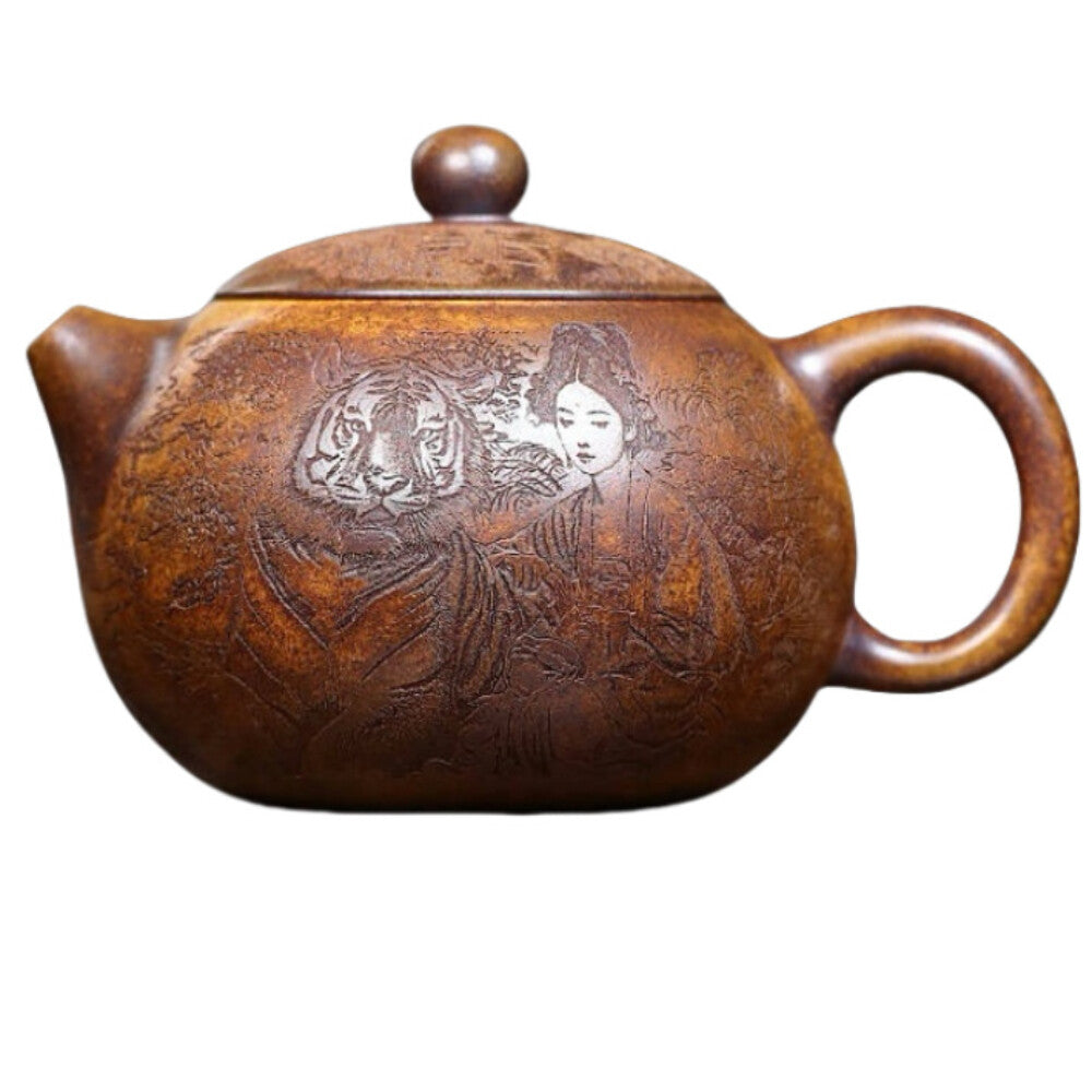 Yixing Zisha TeaPot 500cc Raw Ore Gold Sand Teapot Household Tea Set