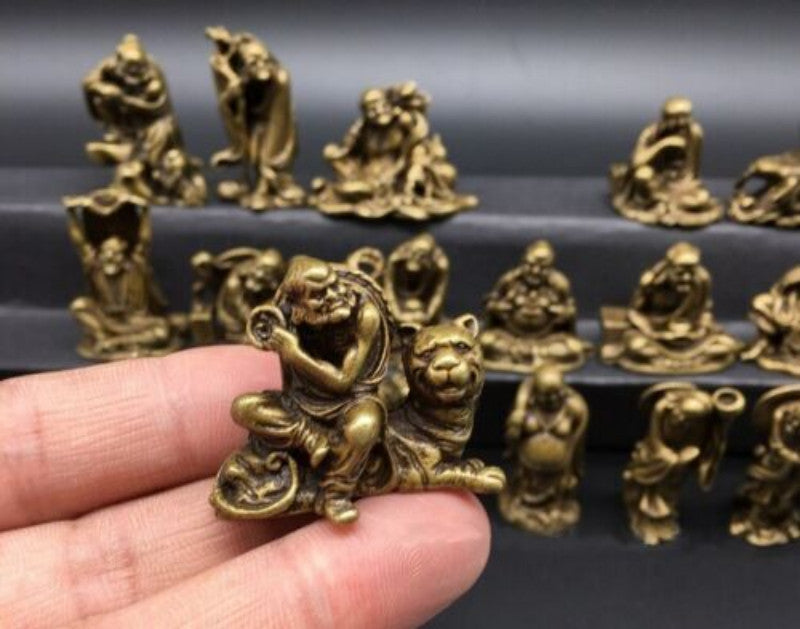 18x Chinese Buddhism Disciples Decor Brass Eighteen Lohan Buddha Arhat Statue