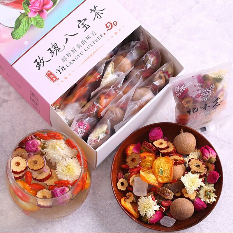 180g 15 Bag Natural Babao Tea Includes Longan Rose Jujube Herbal Tea Health Care