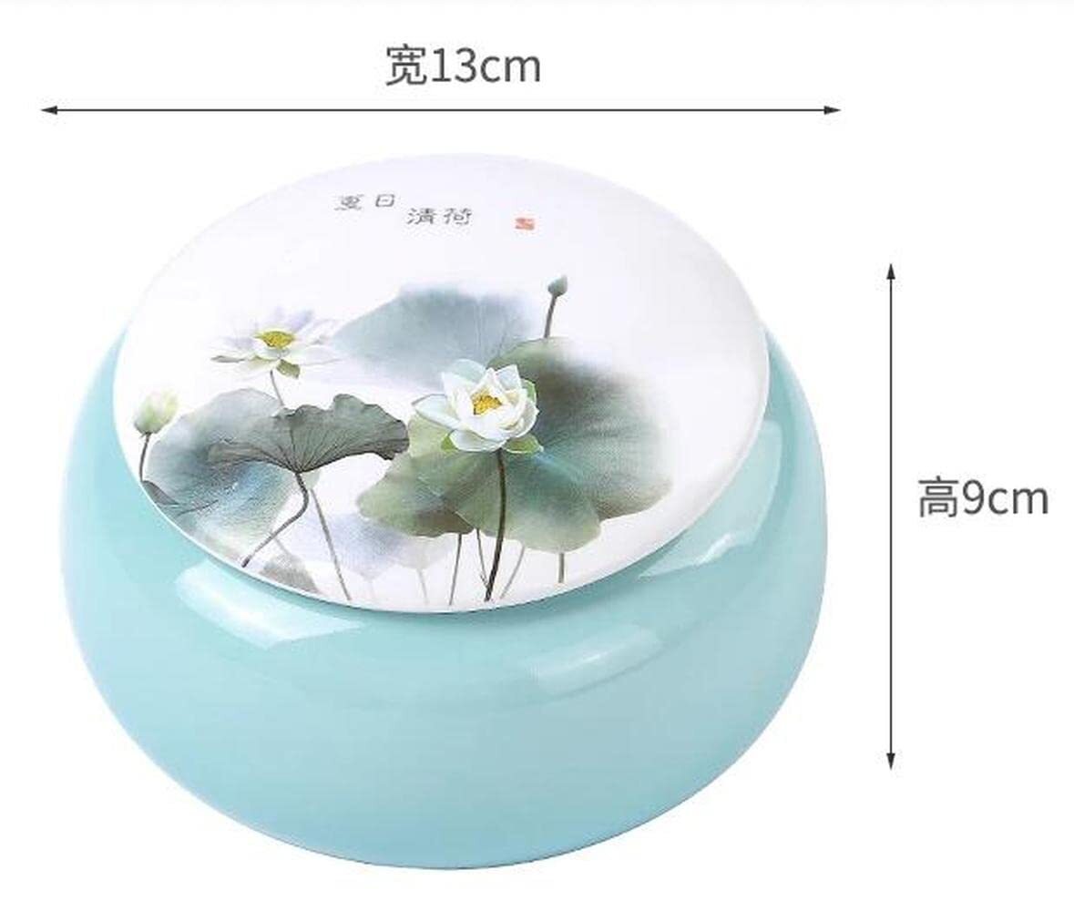 13cm Ceramic Lotus Pattern Tea Caddy Ceramic Puer Tea Jar Portable Tea Set