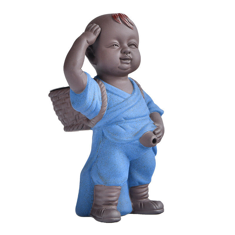 creative tea pet yixing zisha monk pee doll tea strainer boy statue tea play new