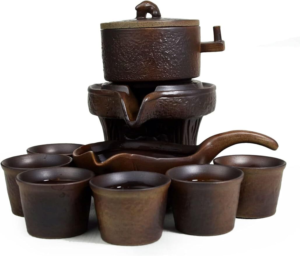 10/Set Semi-automatic Stone Mill Tea Set Chinese Gongfu Tea Cups Teapot Teacup