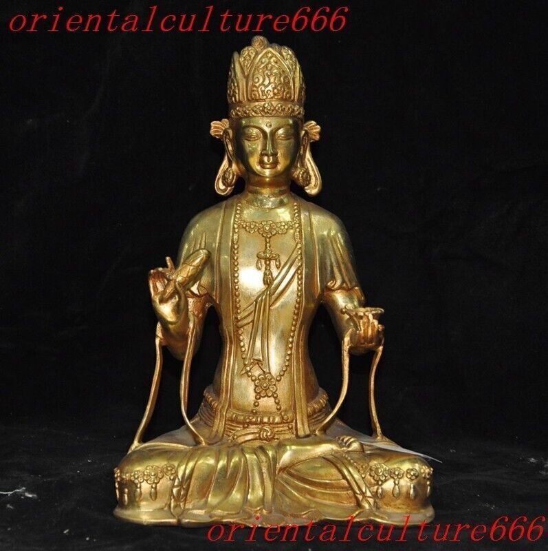 8.8"Tibetan Buddhism temple bronze gilt tara Kwan-Yin GuanYin goddess statue