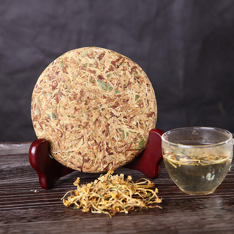 200g Squeezing Process Scented Tea Chinese Tea High Quality Honeysuckle Tea Cake