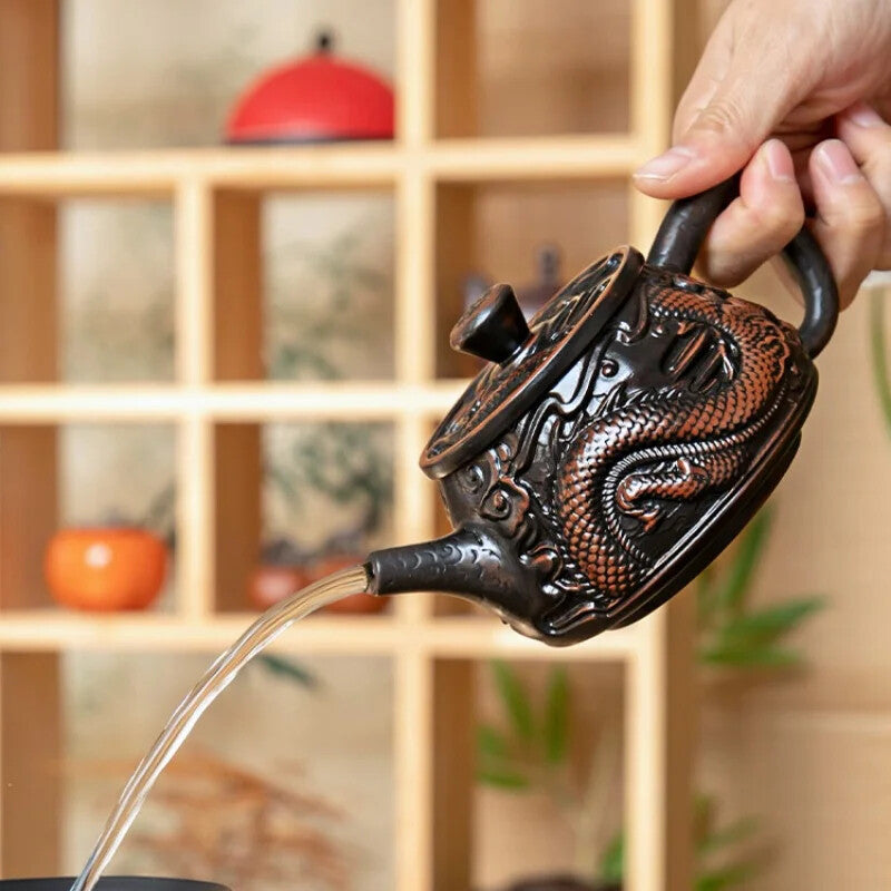 Purple Pottery Teapot Carve Teapot Single Teapot Tea Making Device Tea Sets