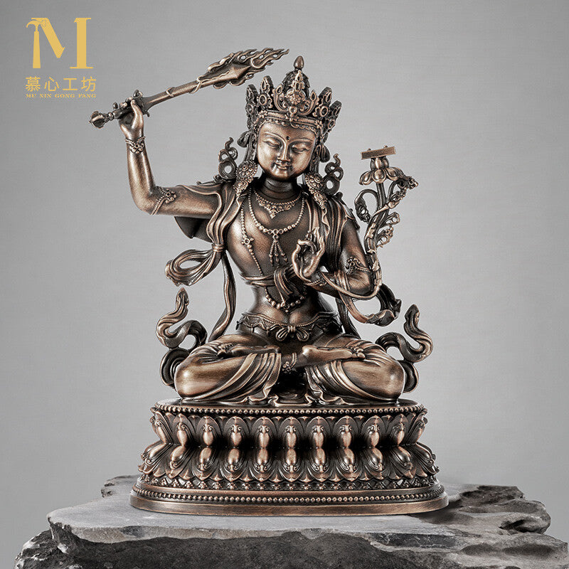 Two Armed Manjusri Bodhisattva Buddha Tibetan Bronze Samantabhadra Ornament