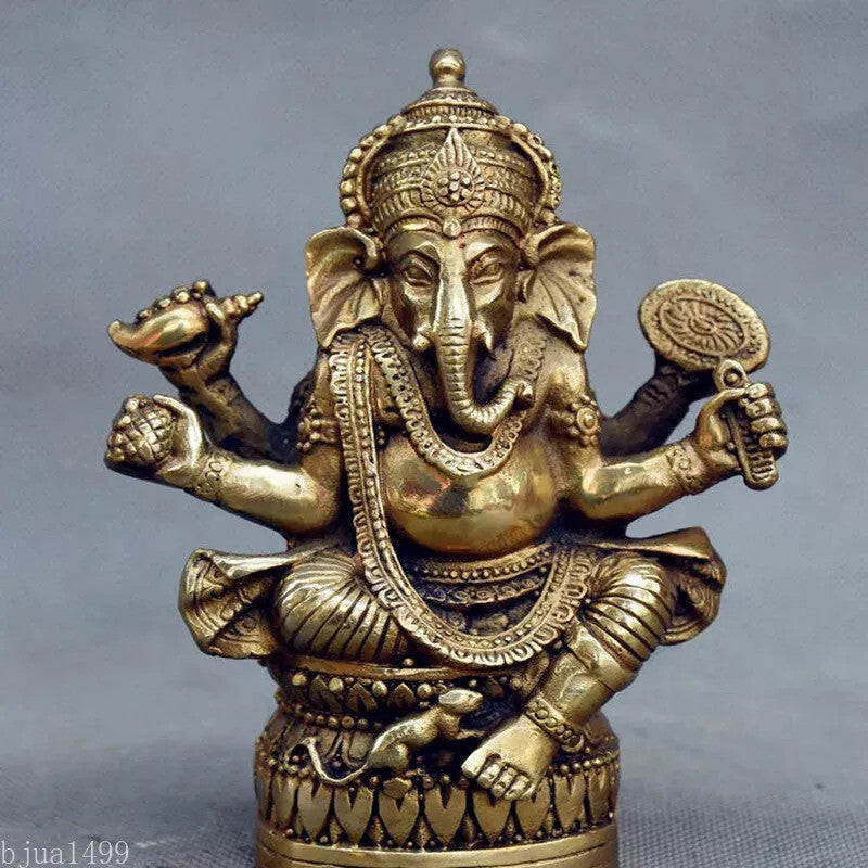 Tibetan Buddhism Brass Ganesha Ganapati Ganesh Lord God Elephant Buddha Statue