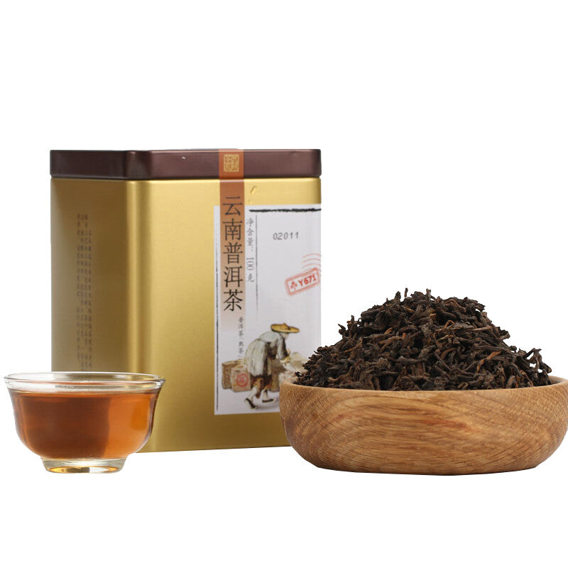 ChinaTea Brand Classic Y671 Yunnan Pu'er Tea Puer Ripe Tea Loose Tea 100g Tin