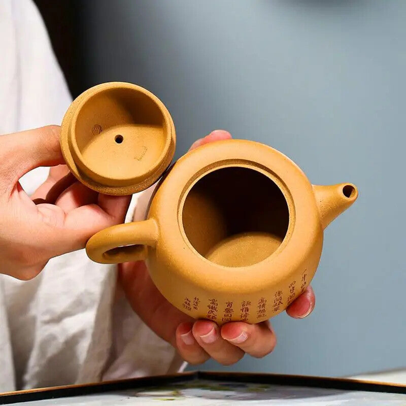 Yixing Purple Clay Teapot Handmade Ball Hole Filter Xishi Tea Pot Zisha Tea Set
