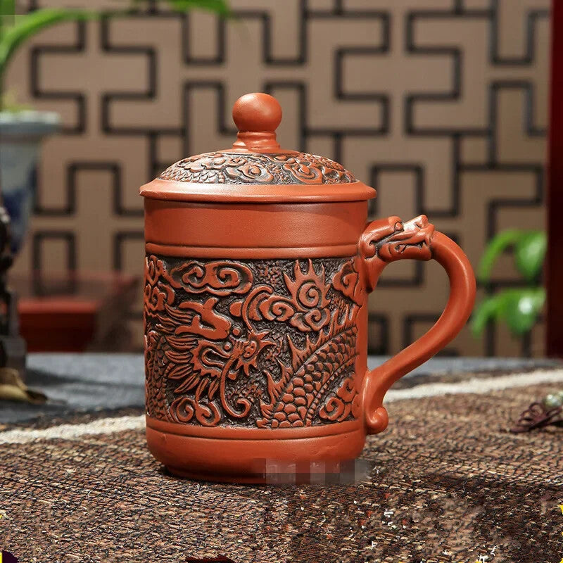 Yixing Purple Clay Tea Cups with Lid, Drinkware Purple Teacup, Chinese Tea Mug