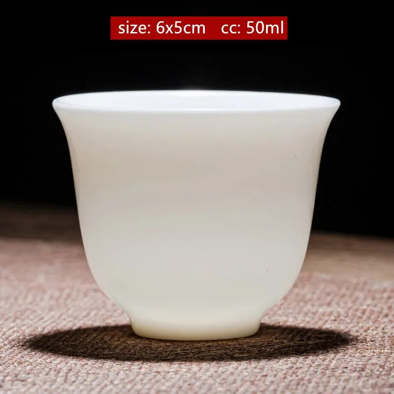 New Chinese Ceramic Tea Cups White Porcelain Tea Set Portable Master Cup Teacup