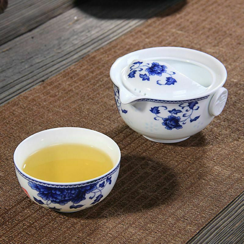 4"Chinese portable ceramic tea set Kung Fu tea cup travel tea set a pot cup