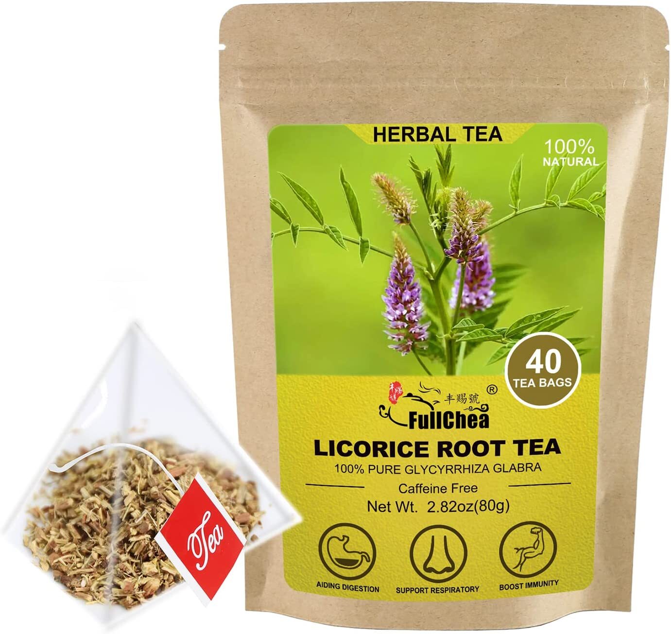 2024 FullChea Licorice Root Tea Bags 40 Teabags 2g/bag Licorice Root Herbal Tea