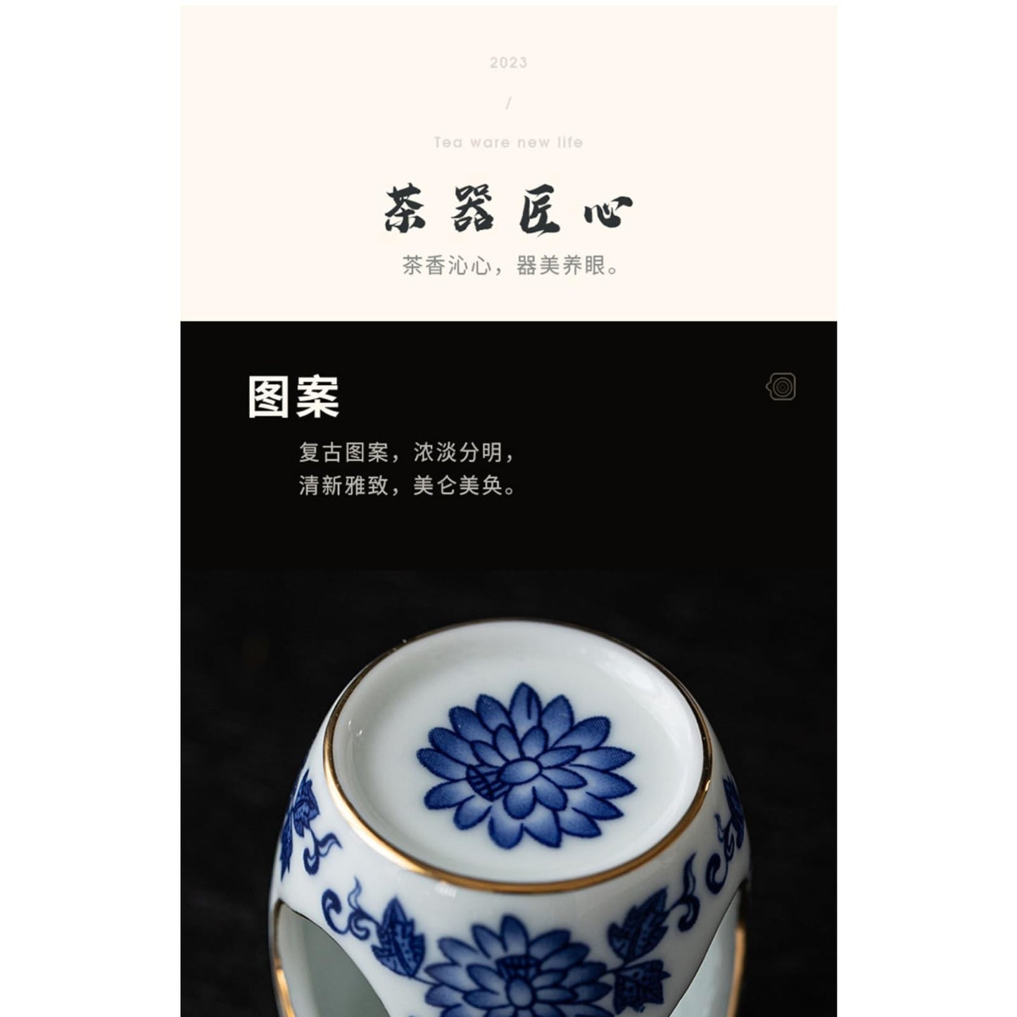 Chinese Blue White Ceramic Tea Pet Teapot Cover Holder 4.3cm Tea Play Tea Decor