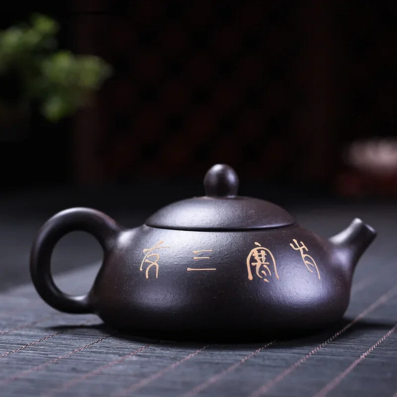 160ml Yixing Tea Pot Purple Clay Stone Scoop Teapot Chinese Handmade Tea Set