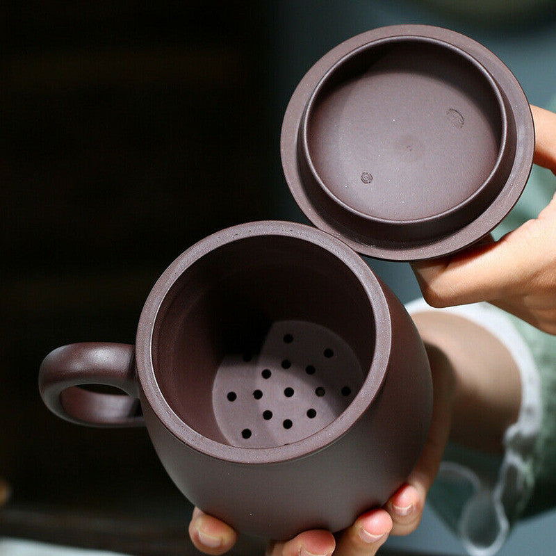 China Yixing Zisha Tea Cup Handmand Carved Purply Clay Tea Mug Tea Infusers Cup
