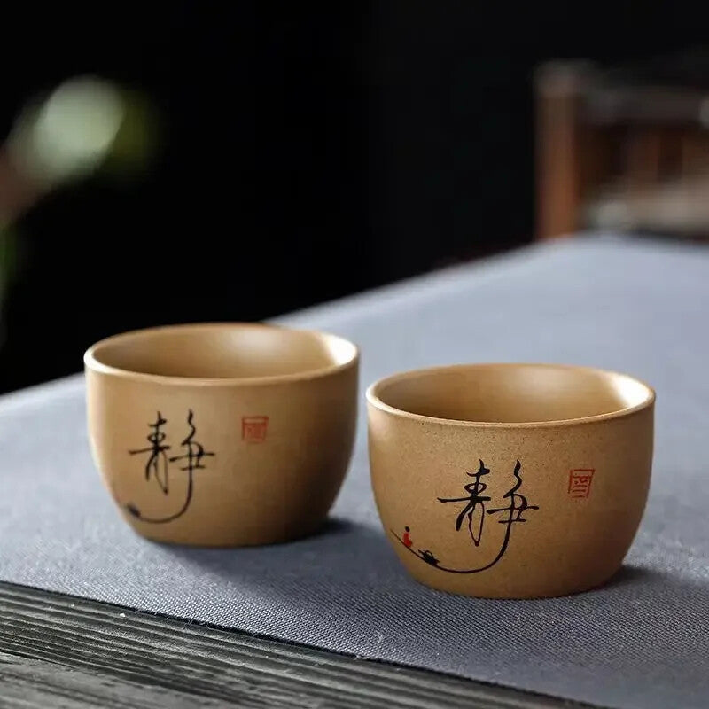 Rough Pottery Hand-painted Tea Cup Kung Fu Tea Set Chinese Cups Ceramic Teacups