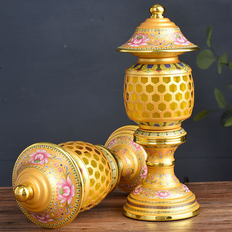 24cm Enamel Color Buddha Lamp Buddhist Altar Temple Worship LED Buddha Lamp