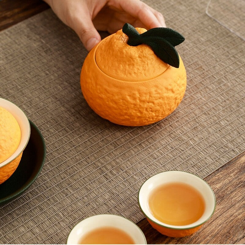 Grapefruit Design Ceramic Tea Canister Sealed With Lid Jar For Loose Tea Small