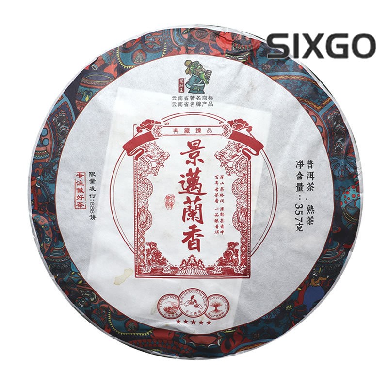 357g Yunnan Tea Tree King Pu'er Tea Ripe Tea 2019 Jingmai Lanxiang Qizi Cake Tea