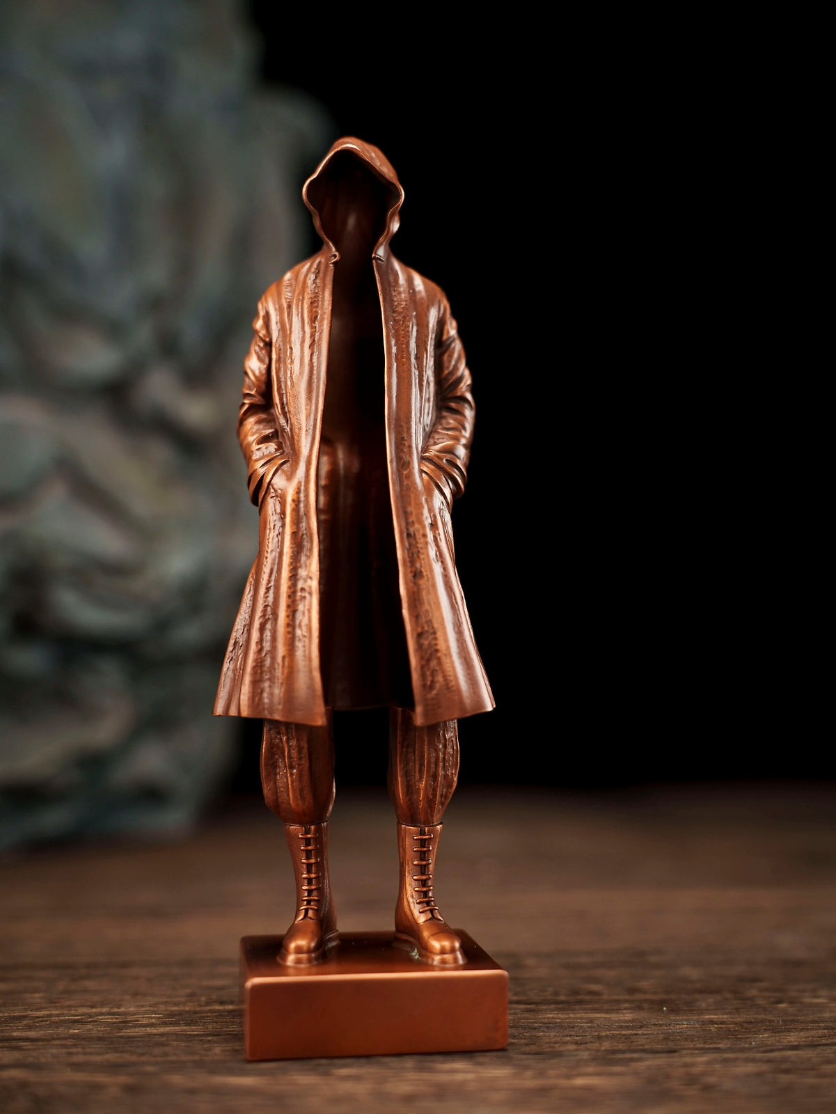 11" Red Copper Coat Man Statue Model Figurine Handcraft Artwork Collection Decor