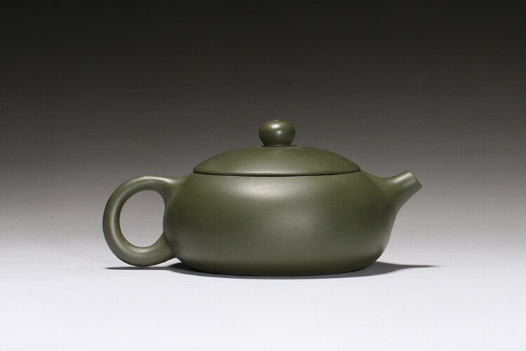 China Yixing Zisha Clay Green Pottery Handmade Flower Teakettle Teapot Tea Pot
