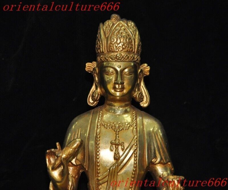 8.8"Tibetan Buddhism temple bronze gilt tara Kwan-Yin GuanYin goddess statue
