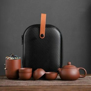 Chinese Clay Teapot Set Tea Ceremony Cups Outdoor Travel Gaiwan Kung Fu Teacup