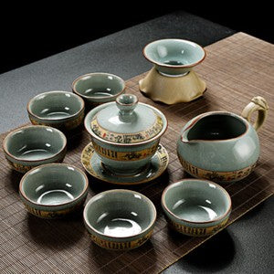 Chinese Porcelain Kungfu Tea Set Tea Pot Gaiwan Tea Cup Set Tea Ceremony Decor