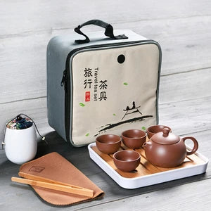 Travelling Tea Set Portable Bag Yixing Zisha Teaset Tea Plate Reservoir Tea Tray