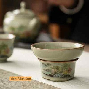 Ceramic Teacup Handmade Gaiwan Chinese Tea Tureen Tea Cups Tea Set Cover Bowl