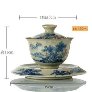 Ceramic Teacup Handmade Gaiwan Chinese Tea Tureen Tea Cups Tea Set Cover Bowl