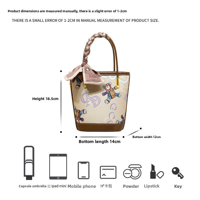 Genuine Leather Bucket Bag for Women, New Fall Winter Fashionable Top Handle Shoulder Crossbody Purse, Premium Chic Handbag for Ladies